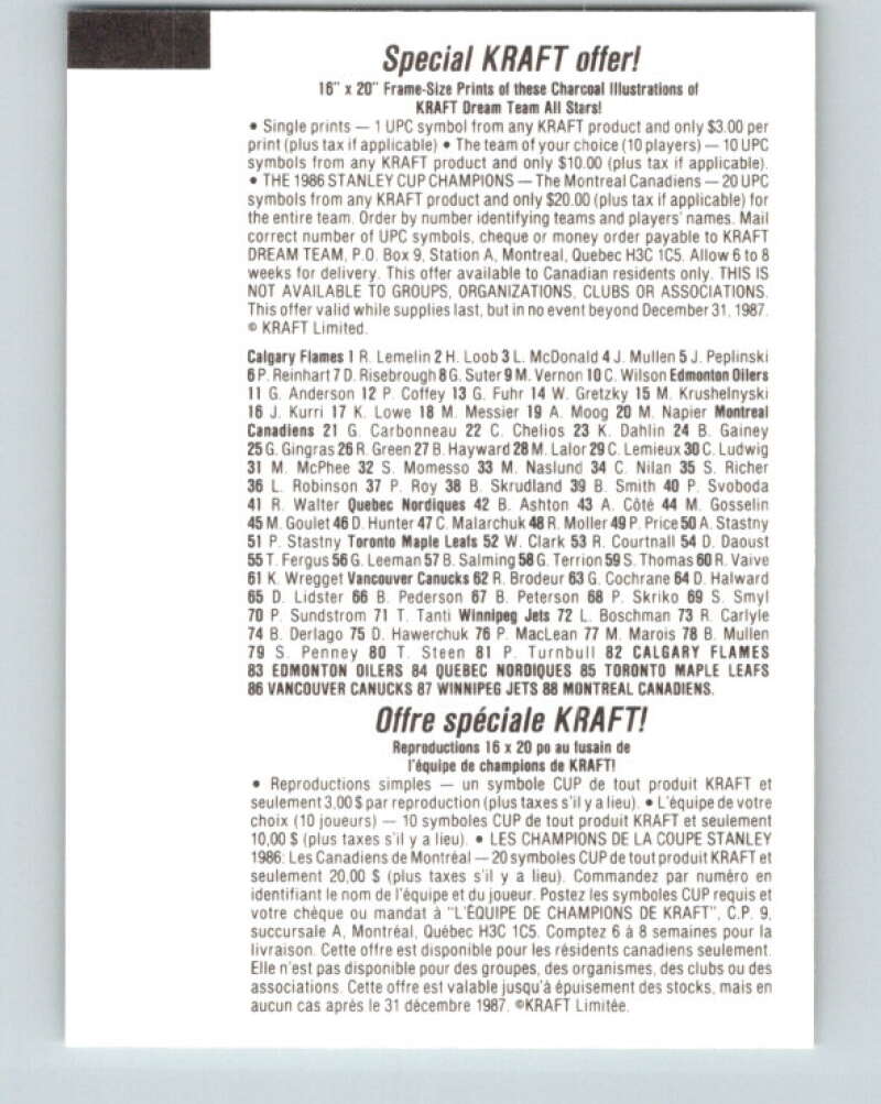 1986-87 NHL Kraft Drawings Steve Penney Jets V32555