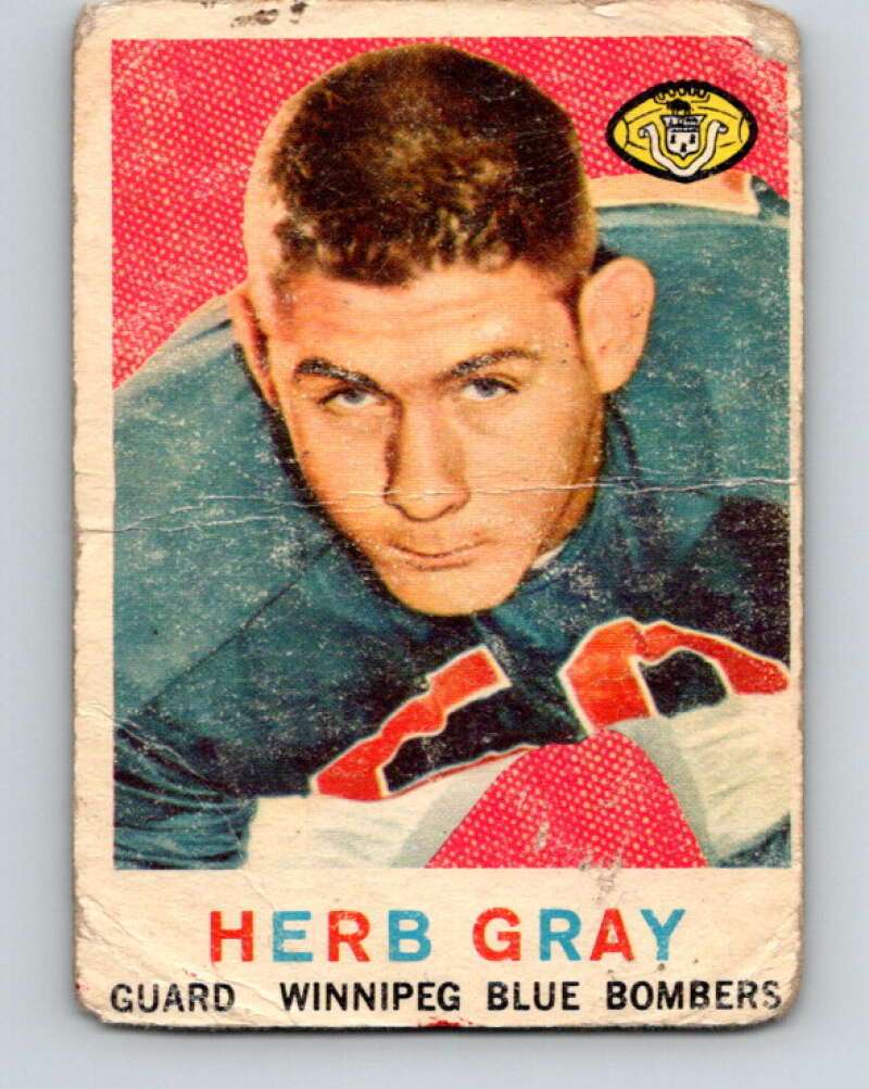 1959 Topps CFL Football #6 Herb Gray, Winnipeg Blue Bombers V32585
