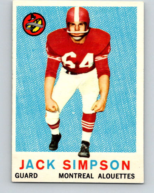1959 Topps CFL Football #31 Jack Simpson, Montreal Alouettes  V32617