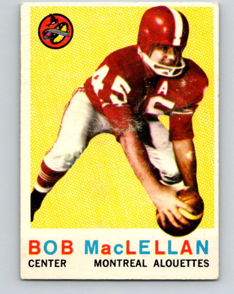 1959 Topps CFL Football #33 Bob MacLellan, Montreal Alouettes V32618