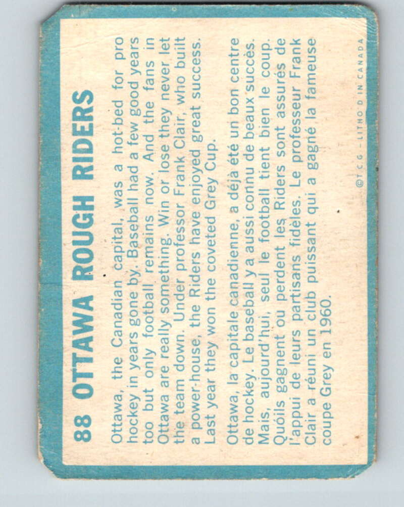 1961 Topps CFL Football #88 Ottawa Rough Riders - Team V32716