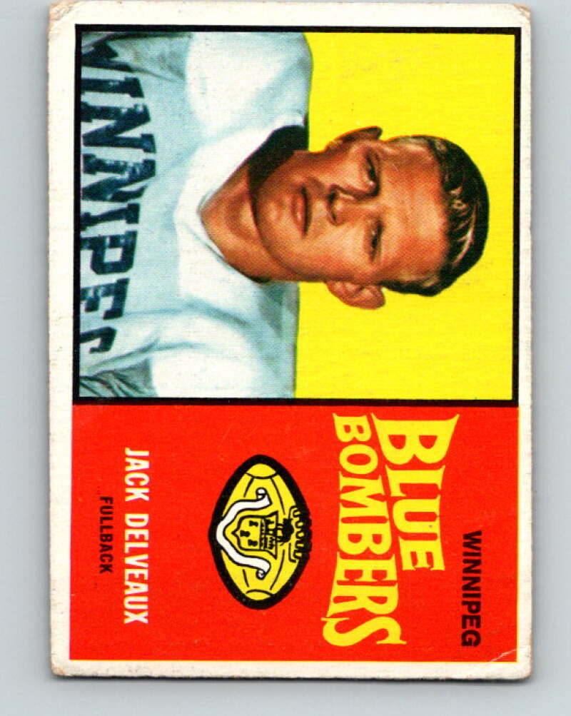 1964 Topps CFL Football #85 Jack Delveaux, Winnipeg Blue Bombers V32785