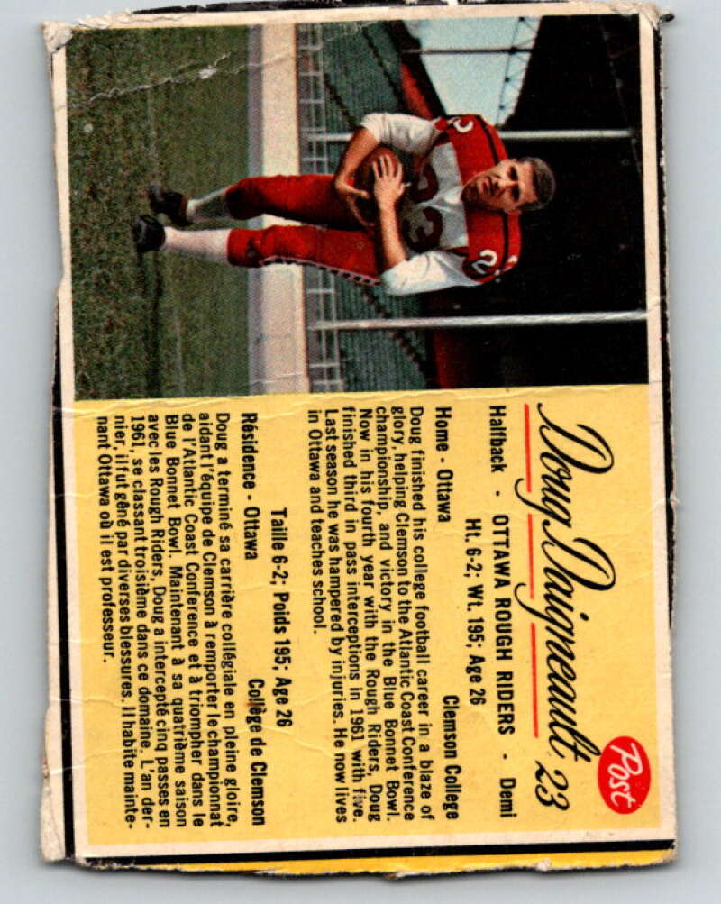 1963 Post Cereal CFL Football #23 Doug Daigneault, Ottawa Rough Riders V32885