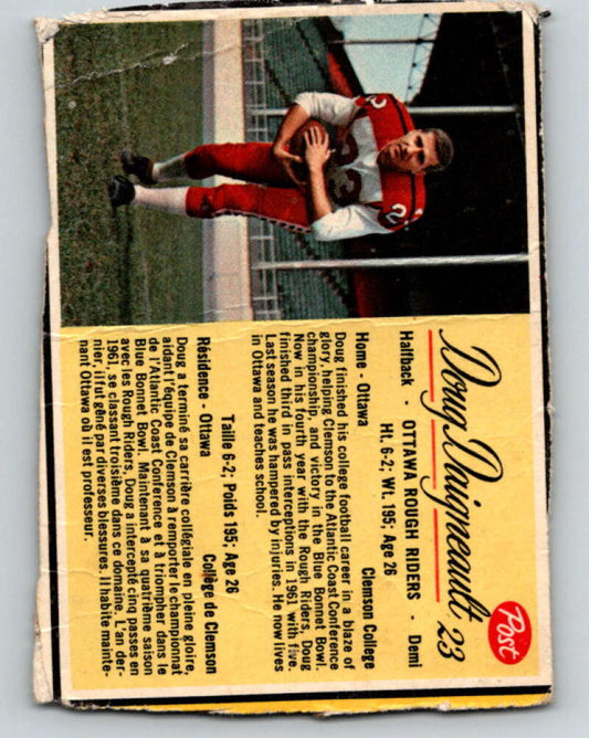 1963 Post Cereal CFL Football #23 Doug Daigneault, Ottawa Rough Riders  V32885