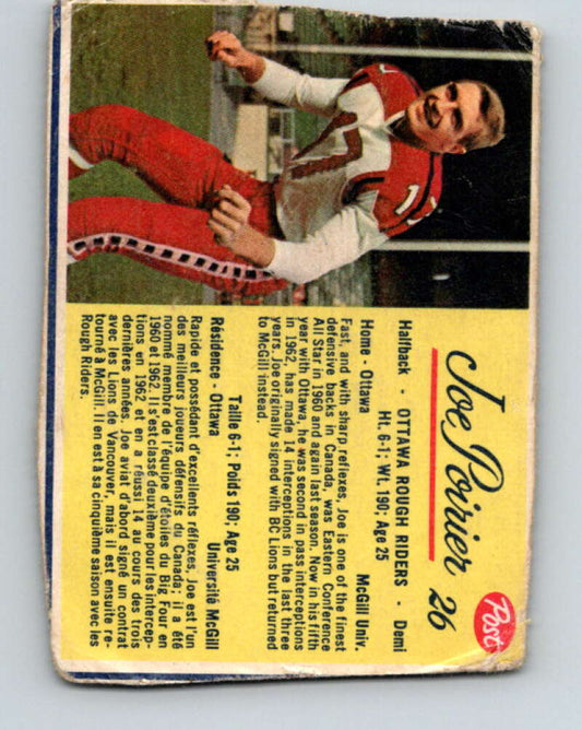 1963 Post Cereal CFL Football #26 Joe Poirier, Ottawa Rough Riders  V32888