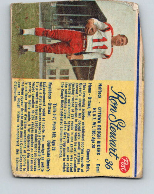 1963 Post Cereal CFL Football #36 Ron Stewart, Ottawa Rough Riders  V32894