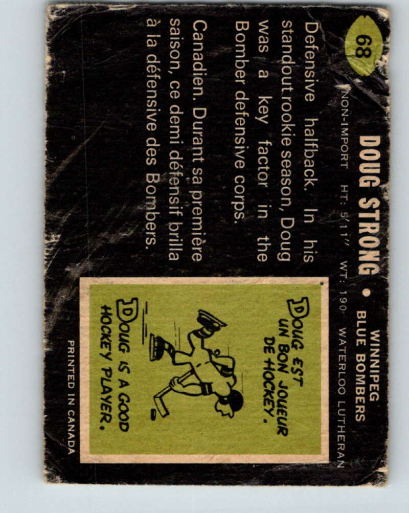 1970 O-Pee-Chee CFL Football #68 Doug Strong, Winnipeg Blue Bombers V32947