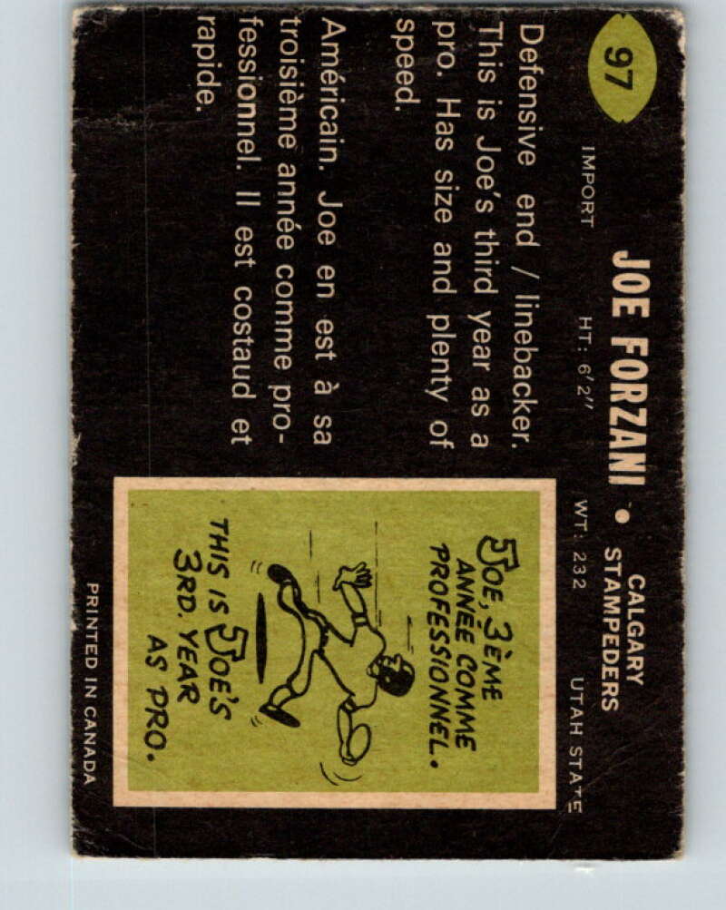 1970 O-Pee-Chee CFL Football #97 Joe Forzani, Calgary Stampeders V32958