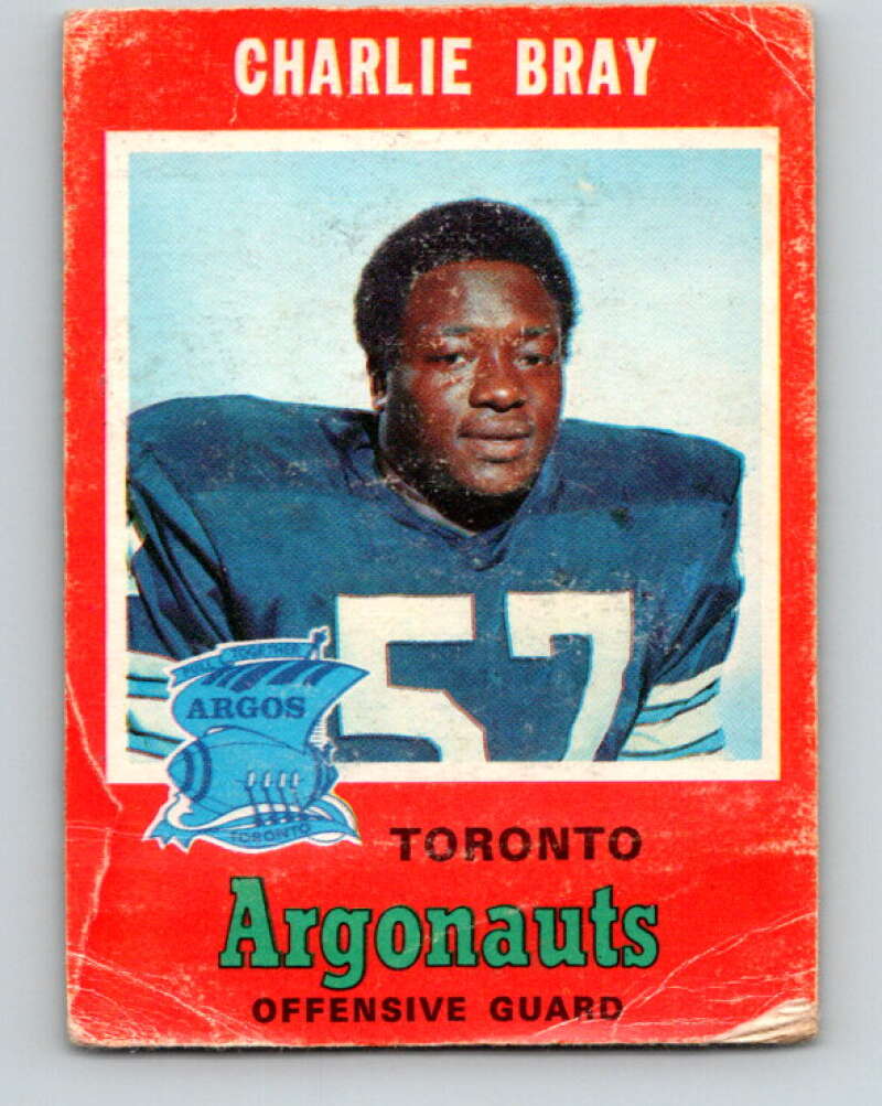 1971 O-Pee-Chee CFL Football #9 Charlie Bray, Toronto Argonauts V32970