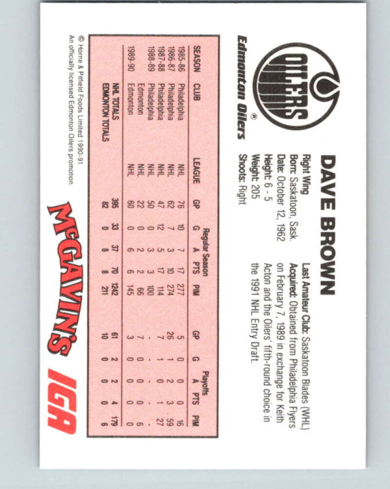 1990-91 IGA Edmonton Oilers #3 Dave Brown Edmonton Oilers V33074