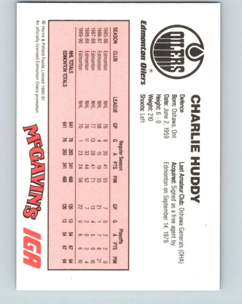 1990-91 IGA Edmonton Oilers #8 Charlie Huddy Edmonton Oilers V33079