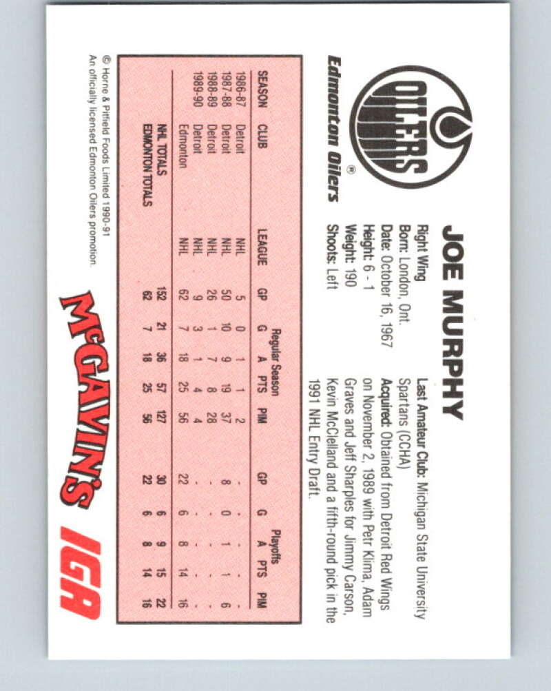 1990-91 IGA Edmonton Oilers #20 Joe Murphy Edmonton Oilers V33090