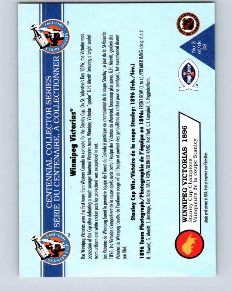 1992-93 High Liner Stanley Cup #2 Winnipeg Victorias V33117