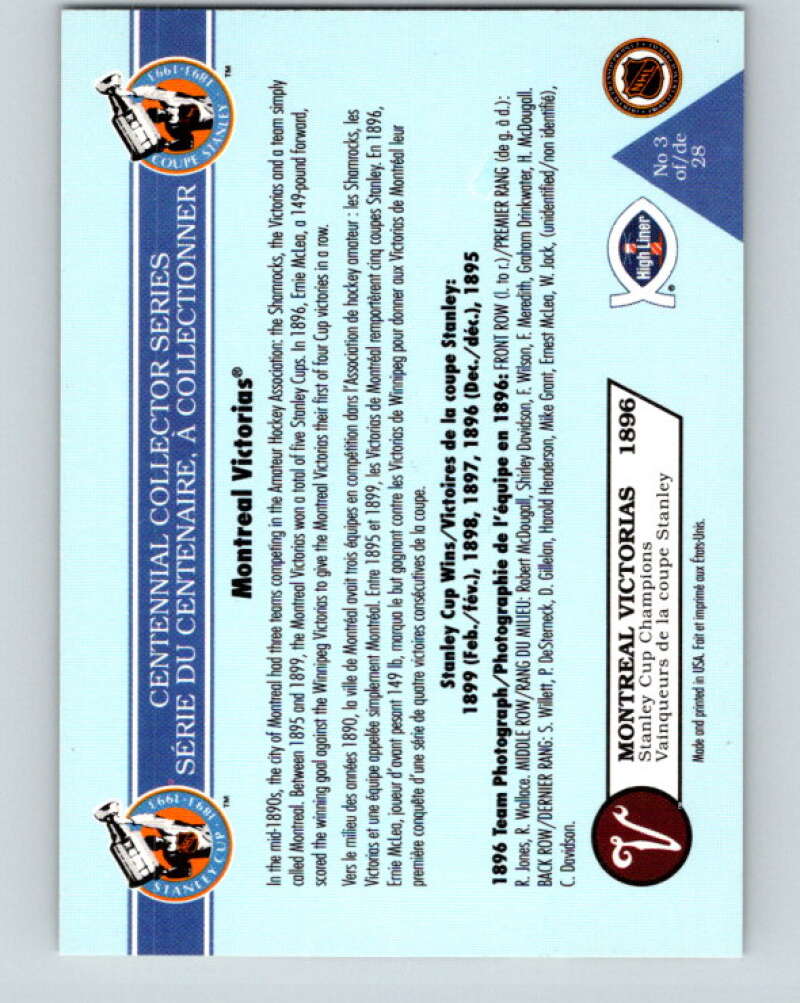 1992-93 High Liner Stanley Cup #3 Montreal Victorias V33118