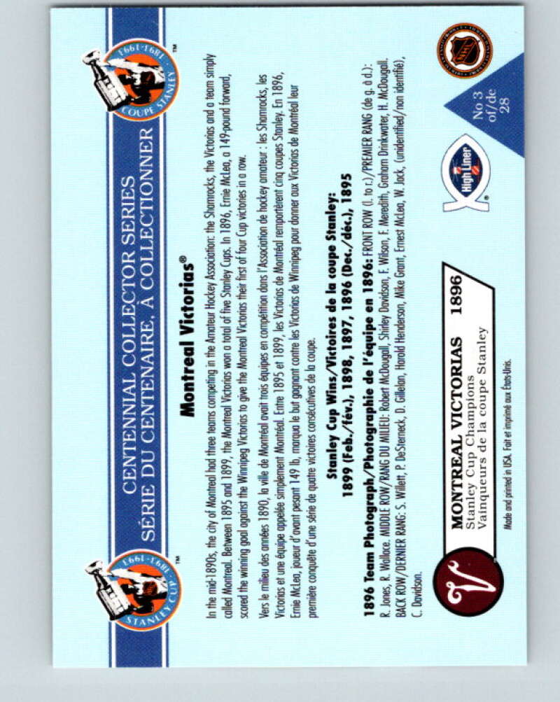 1992-93 High Liner Stanley Cup #3 Montreal Victorias V33119