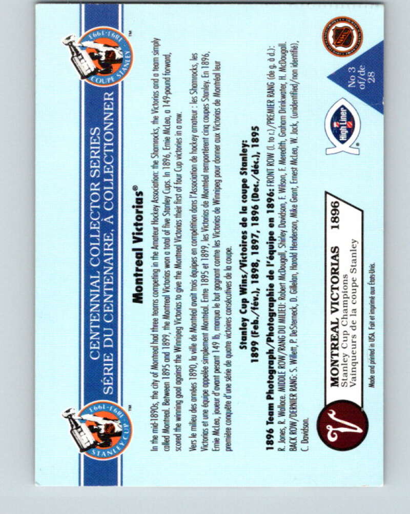 1992-93 High Liner Stanley Cup #3 Montreal Victorias V33120