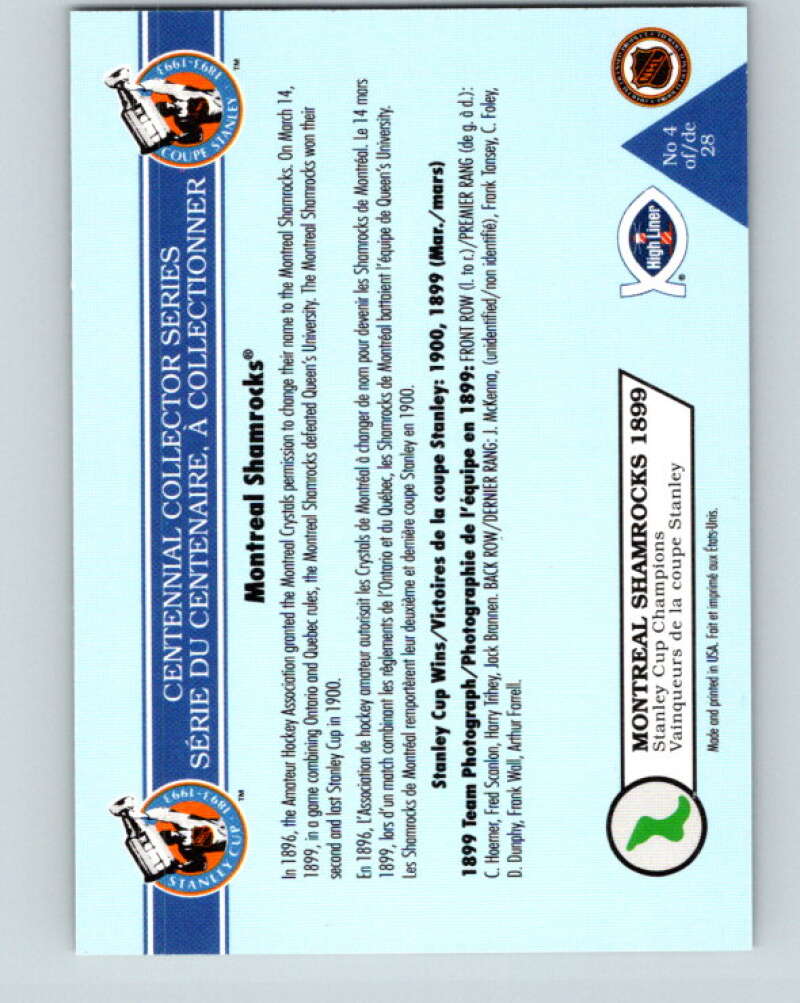 1992-93 High Liner Stanley Cup #4 Montreal Shamrocks V33121