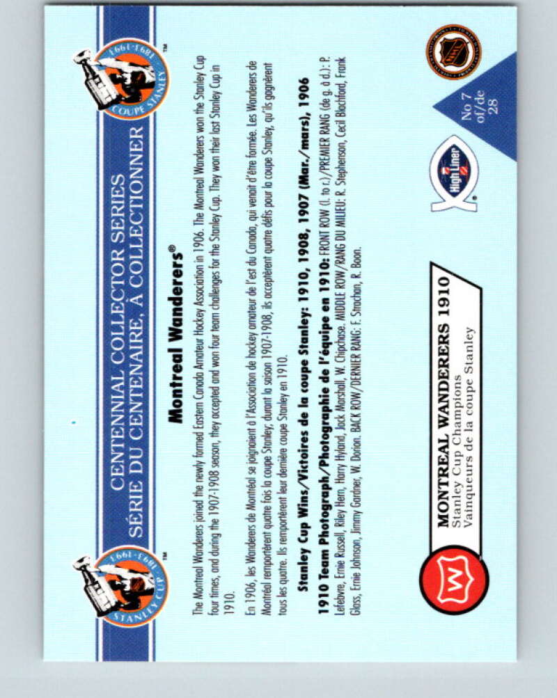 1992-93 High Liner Stanley Cup #7 Montreal Wanderers V33127
