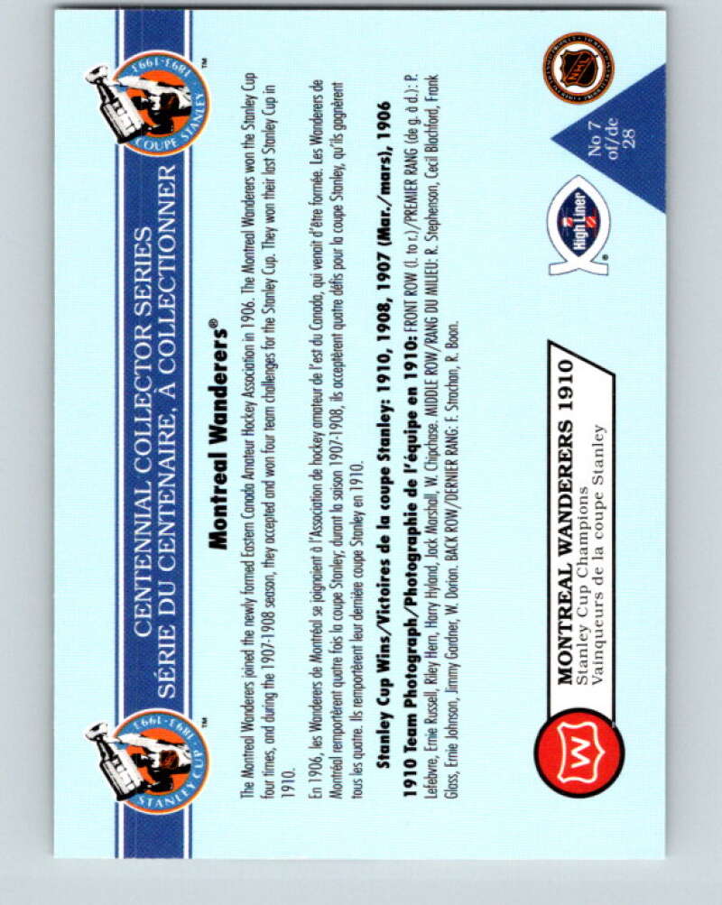 1992-93 High Liner Stanley Cup #7 Montreal Wanderers V33128