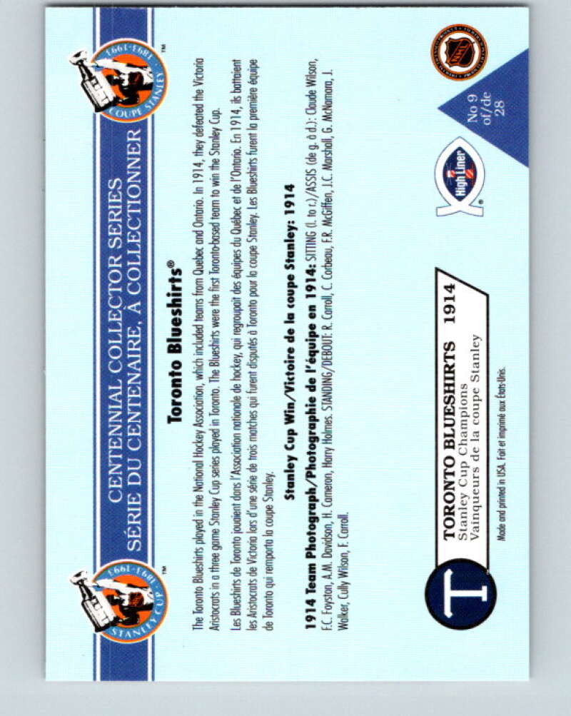 1992-93 High Liner Stanley Cup #9 Toronto Blueshirts V33131