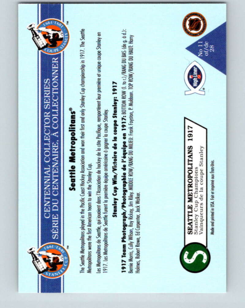 1992-93 High Liner Stanley Cup #11 Seattle Metropolitans V33135