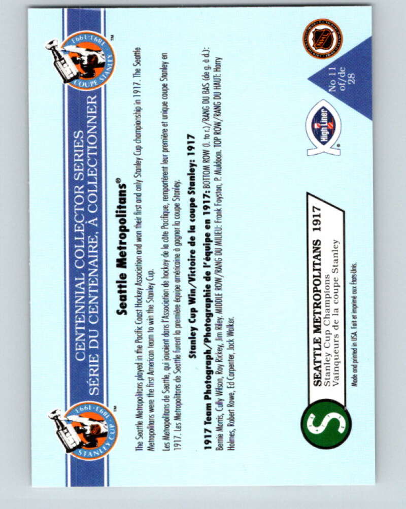 1992-93 High Liner Stanley Cup #11 Seattle Metropolitans V33136