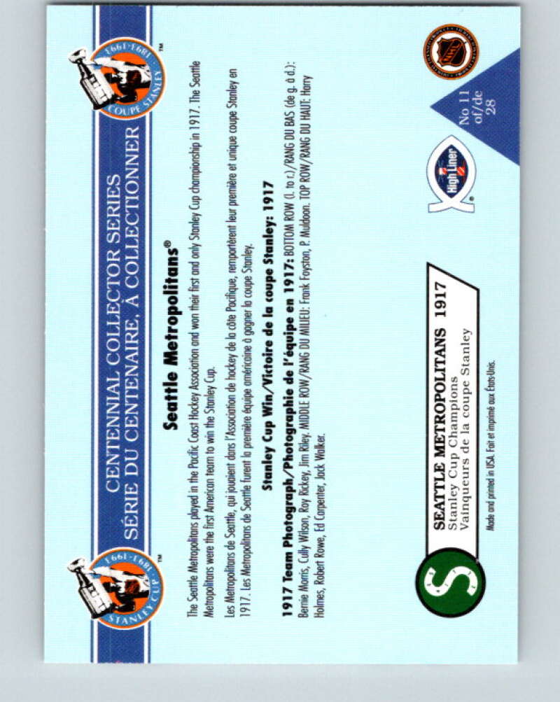 1992-93 High Liner Stanley Cup #11 Seattle Metropolitans V33137