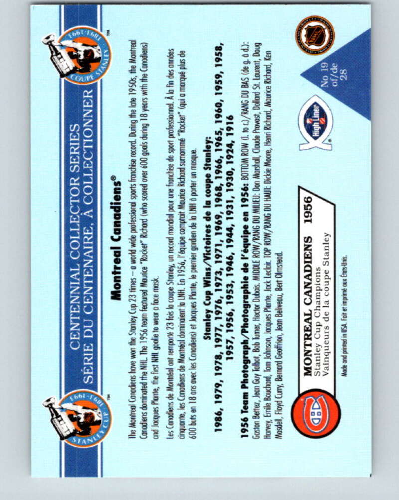 1992-93 High Liner Stanley Cup #19 Montreal Canadiens V33156