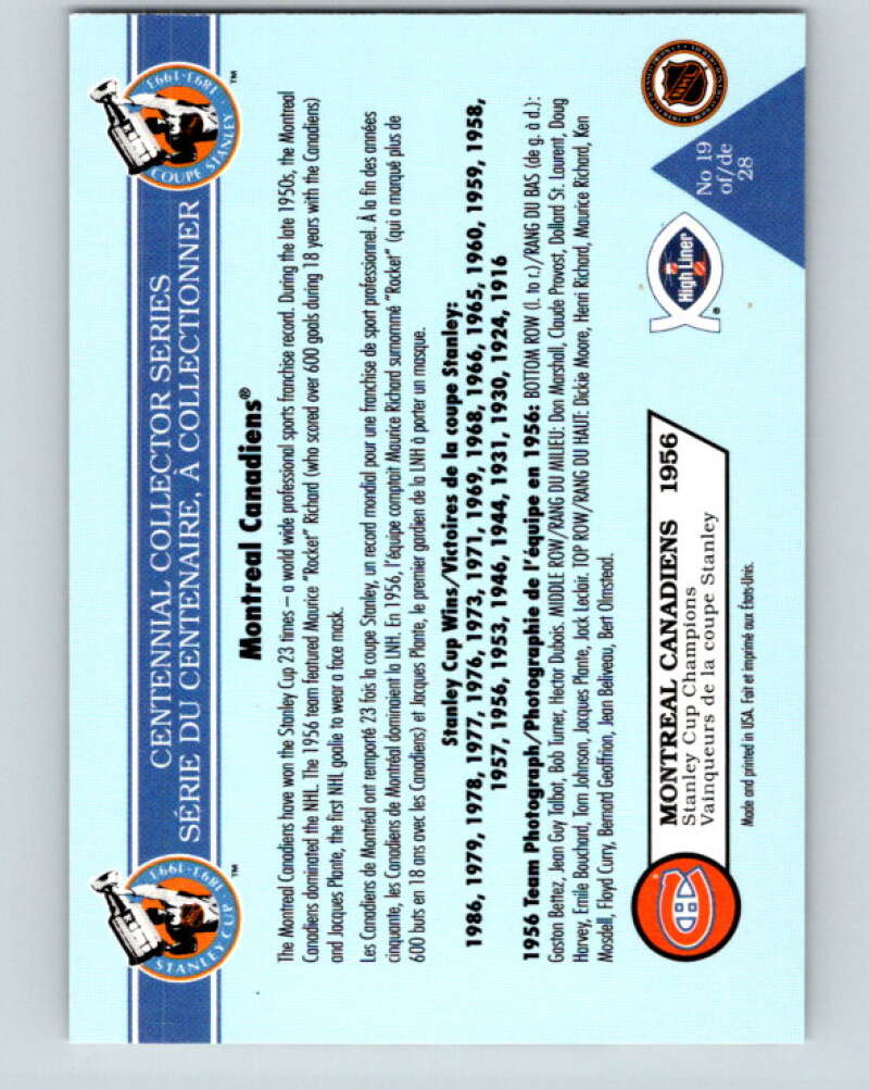 1992-93 High Liner Stanley Cup #19 Montreal Canadiens V33157