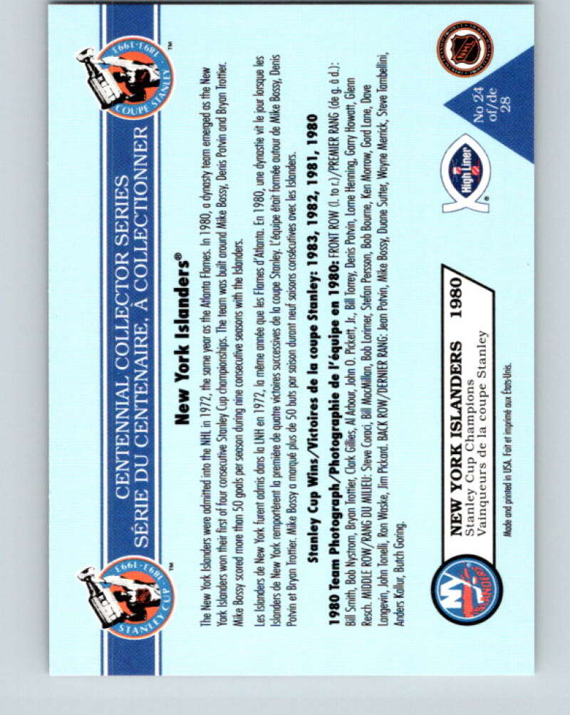 1992-93 High Liner Stanley Cup #24 New York Islanders V33163