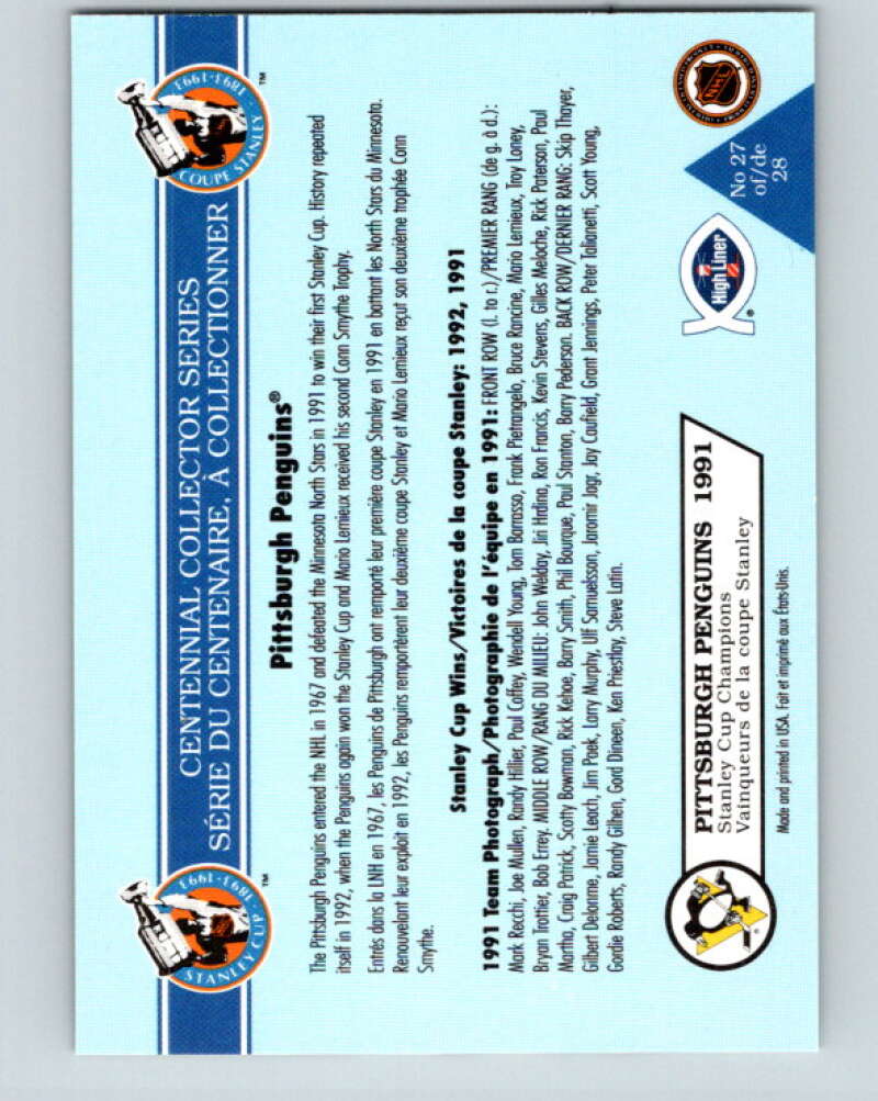 1992-93 High Liner Stanley Cup #27 Pittsburgh Penguins V33171