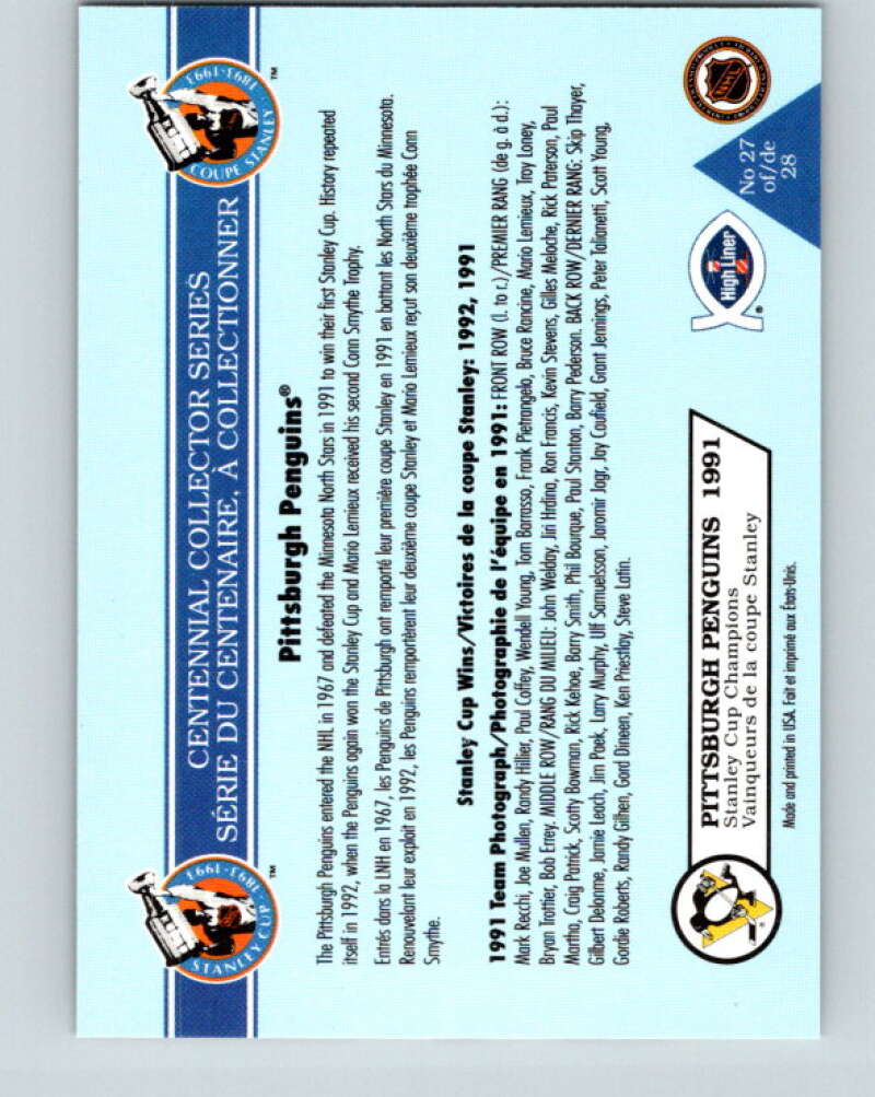 1992-93 High Liner Stanley Cup #27 Pittsburgh Penguins V33172