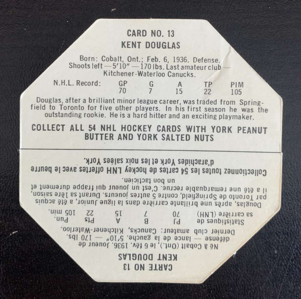 1963-64 York White Backs #13 Kent Douglas Toronto Maple Leafs V33218