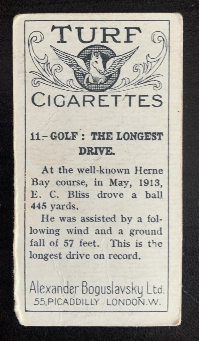 1925 Turf Cigarettes #11 Golf: The Longest Drive Vintage Golf Card V33247