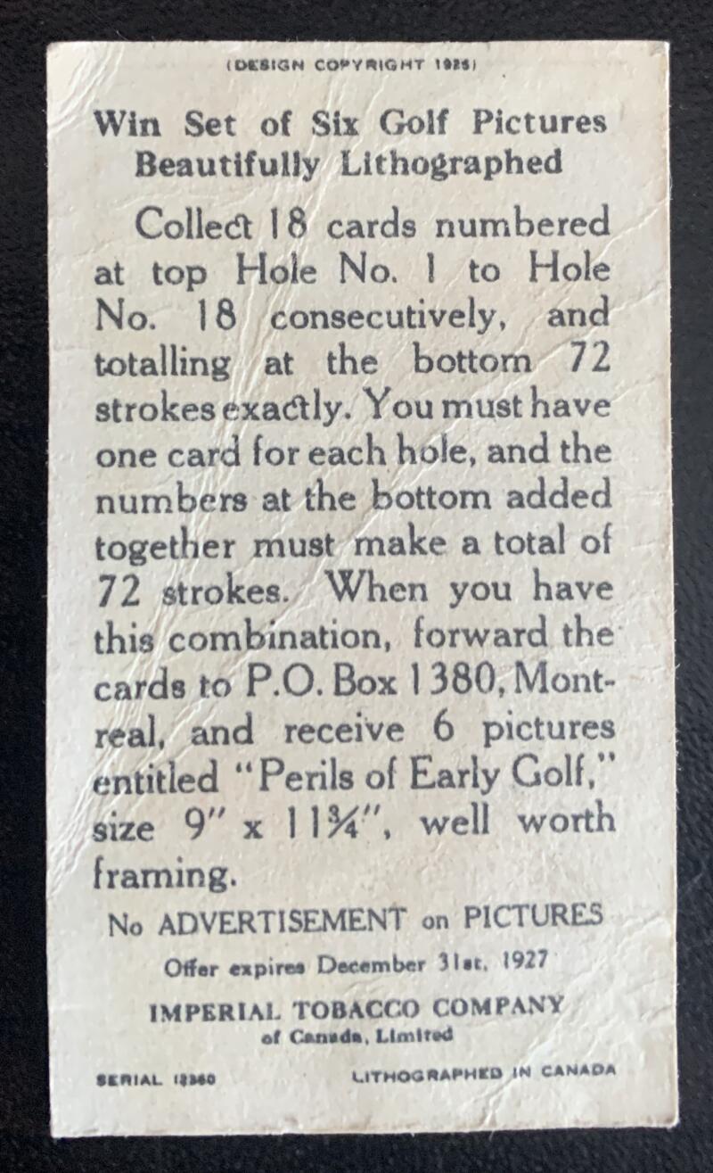 1927 Imperial Tobacco Smokers Game Hole No. 8 Vintage Golf Card V33264