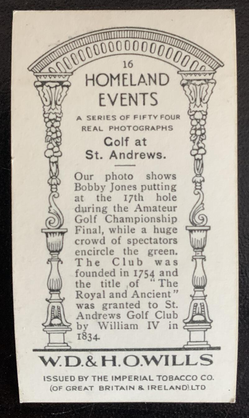 1932 Imperial Tobacco Homeland Events #16 St.Andrews Vintage Golf Card V33271