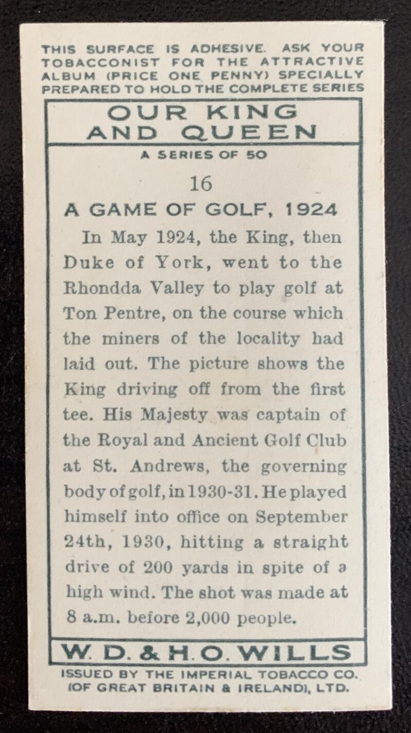 1937 W.D & H.O Wills Cigarettes #16 A Game in 1924 Vintage Golf Card V33280