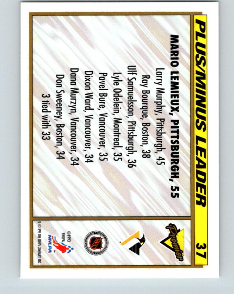1993-94 Topps Premier Gold #37 Mario Lemieux LL Penguins V33335