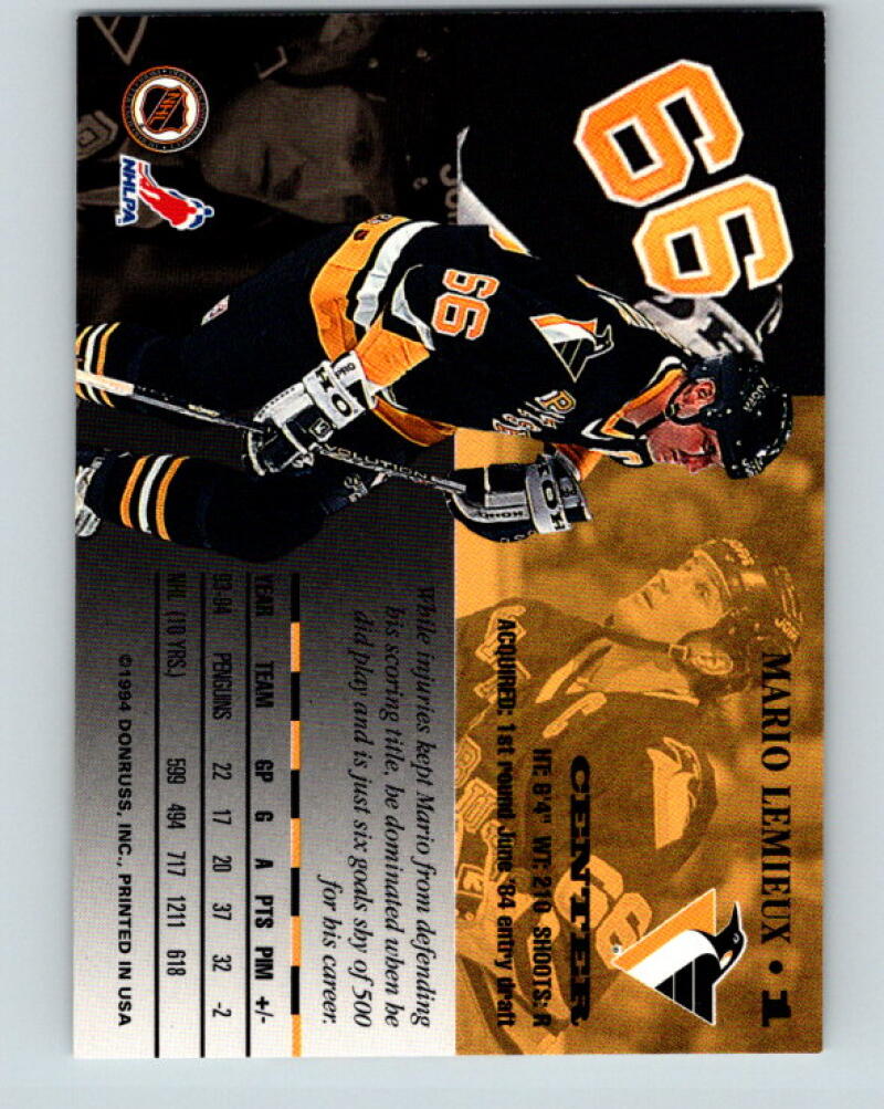 1994-95 Leaf #1 Mario Lemieux MINT Pittsburgh Penguins V33355