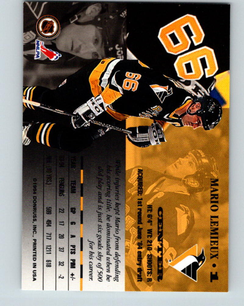 1994-95 Leaf #1 Mario Lemieux MINT Pittsburgh Penguins V33356