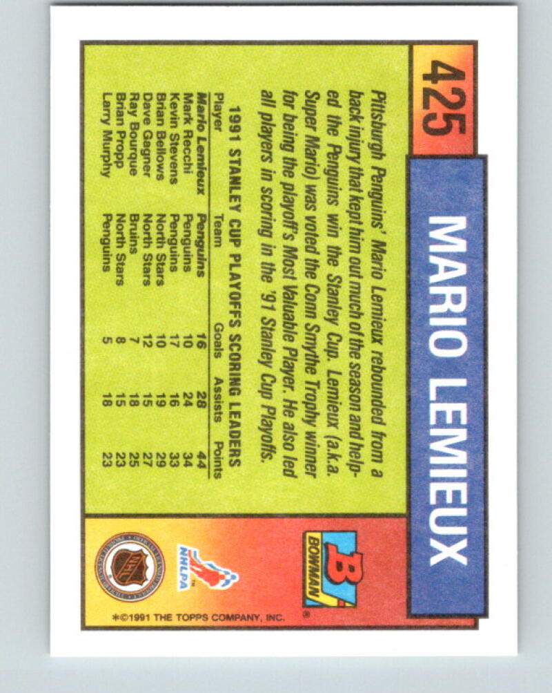 1991-92 Bowman #425 Mario Lemieux MINT V33360