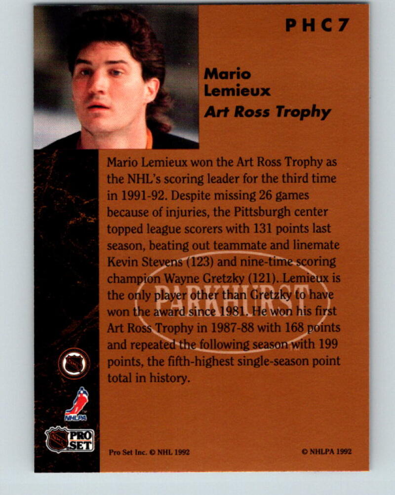 1991-92 Parkhurst PHC #PHC7 Mario Lemieux MINT Penguins V33366