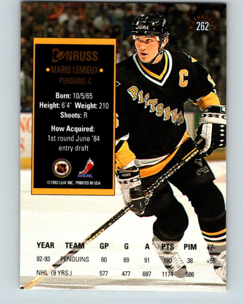 1993-94 Donruss #262 Mario Lemieux MINT Pittsburgh Penguins V33344