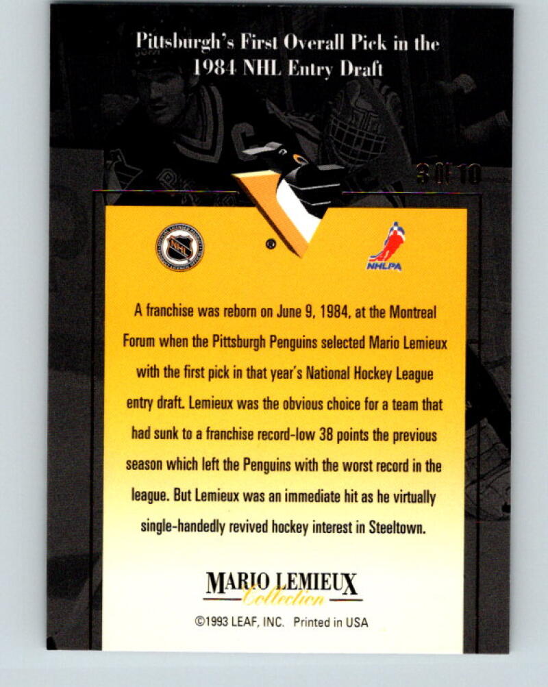 1993-94 Leaf Mario Lemieux #3 Mario Lemieux Pittsburgh Penguins V33398