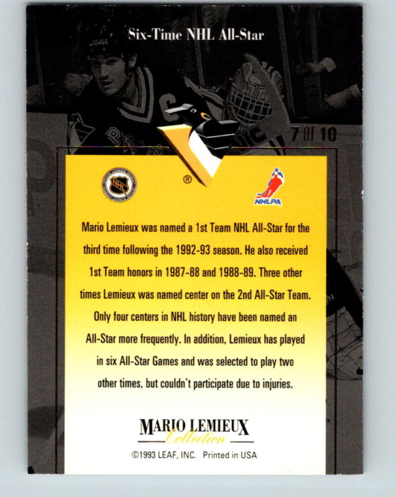 1993-94 Leaf Mario Lemieux #7 Mario Lemieux Pittsburgh Penguins V33401