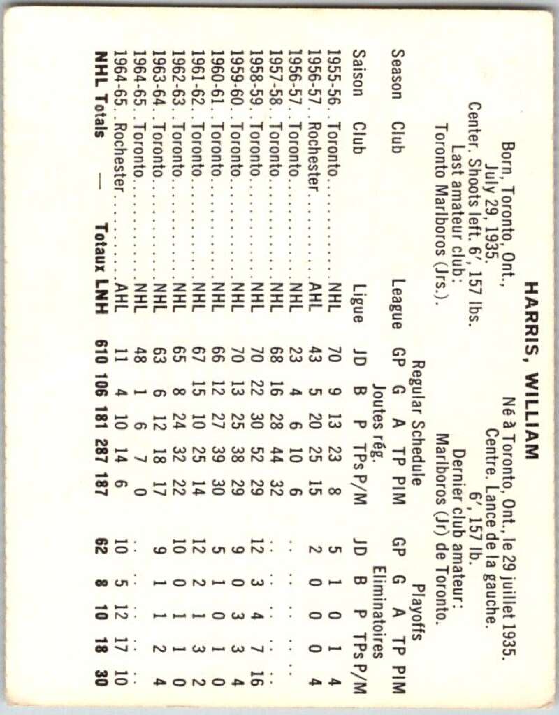 1965-66 Coca-Cola #47 Billy Harris Detroit Red Wings X0075