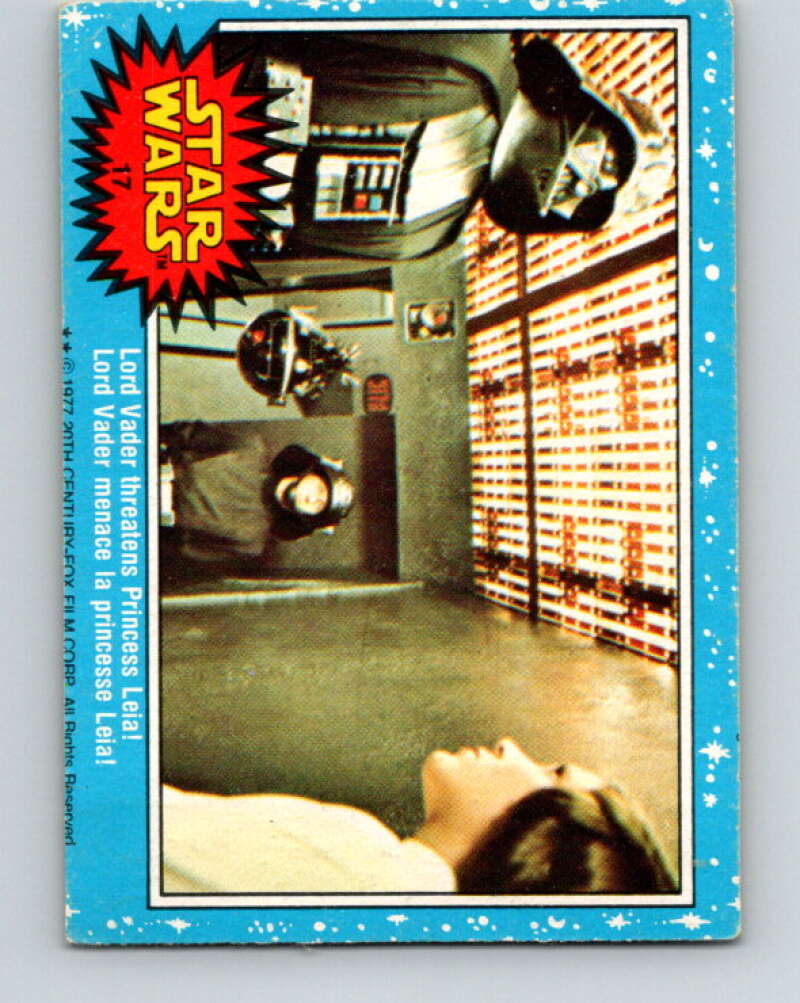 1977 OPC Star Wars #17 Lord Vader threatens Princess Leia! V33614