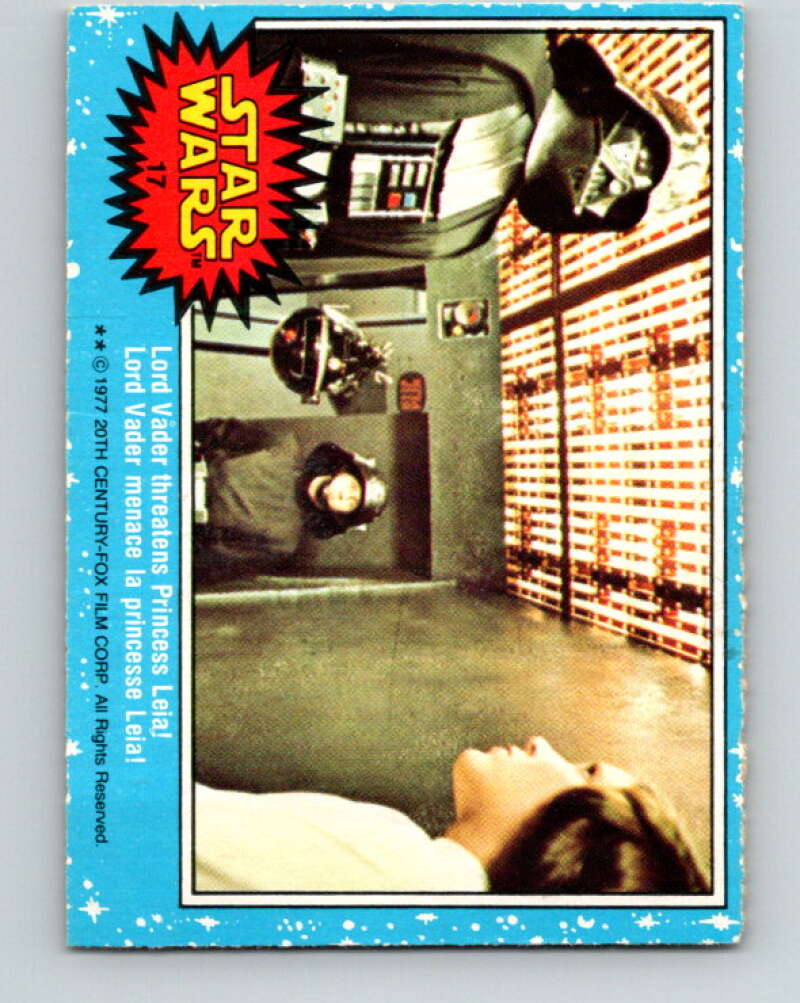 1977 OPC Star Wars #17 Lord Vader threatens Princess Leia! V33615