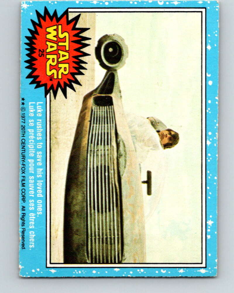 1977 OPC Star Wars #25 Luke rushes to save his loved ones V33655