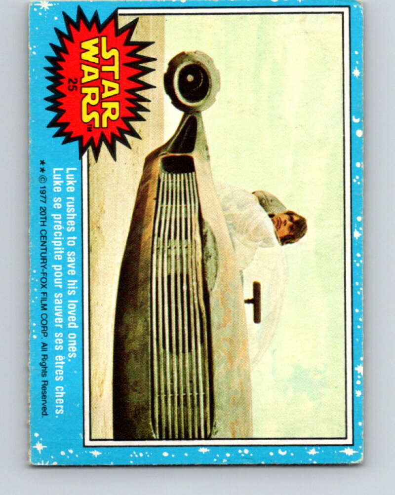 1977 OPC Star Wars #25 Luke rushes to save his loved ones V33659